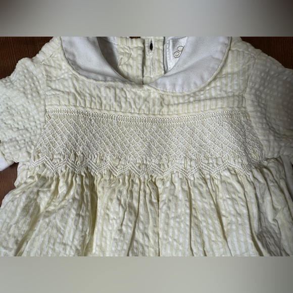 Strasburg Yellow/White Hand Smocked Bubble for Newborn - Picture 11 of 11